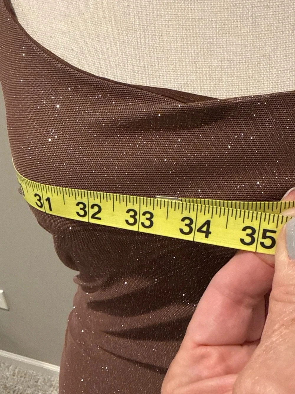 Windsor Brown Sparkle Ruched Spaghetti-Strap Mini Dress